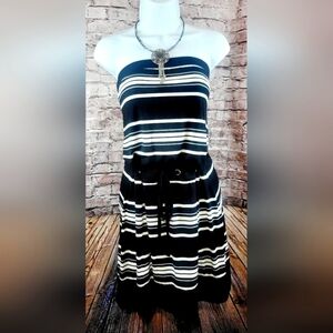 White House Black Market striped tube top strapless style midi dress size med